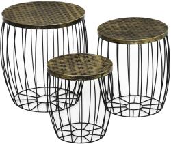 Outsunny Set 3 Masute de Gradina Stil Industrial Stivuibile din Metal Negru | Aosom Romania (84B-488)