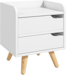 HOMCOM Noptiera alba cu 2 sertare extemsibilie, picioare din pin, mobila pentru casa, 33x28x42cm HOMCOM | Aosom RO (831-294) Comoda