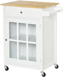HOMCOM Cărucior Bucătărie Compact, Multifuncțional, Spațiu Depozitare, 67x48x86.5cm, Design Modern, Alb | Aosom Romania (801-175)