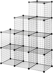 HOMCOM Bibliotecă Spațiu Redus, 9 Cuburi, Oțel/PP, 35x35x35cm, Negru, pentru Jucării/Haine | Aosom Romania (838-269V00BK) Biblioteca