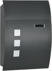 HOMCOM Cutie Postala Curbata din Otel Zincat cu 3 Fante si 2 Chei de Securitate incluse, 45x10x32 cm, Gri | Aosom Romania (B80-012V00CG)