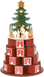 HOMCOM Calendar Advent de Craciun din lemn, cu lumini LED, pentru copii si adulti, rosu si verde HOMCOM | Aosom Romania (830-520V00MX)