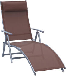 Outsunny Sezlong Pliabil Rabatabil Prendisole, Confortabil pentru Plajă și Grădină, Metal, 137x63.5x100.5 cm, Maro | Aosom Romania (84B-184BN)