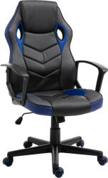 Vinsetto Scaun de Birou Rotativ din Piele Ecologică cu Roți Negru și Albastru 62x59x105-117 cm | Aosom Romania (921-363BU)