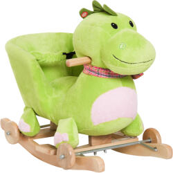 HomCom Calut Balansoar cu Roti, Calut Balansoar sub Forma de Dragon pentru Copii 18-36 luni, din Lemn si Plus Verde HOMCOM | Aosom Romania (330-068) Balansoar calut