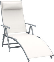 Outsunny Sezlong de Grădină Pliabil cu Spătar Reglabil, Ideal pentru Relaxare în Aer Liber, Crem Alb | Aosom Romania (84B-184CW)