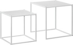 HomCom Set Măsuțe Cafea Patrate Stivuibile, Oțel, Design Modern pentru Living, Alb | Aosom Romania (839-563V00WT) Masa de cafea