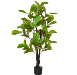 HOMCOM Ficus Artificial 130cm de Interior si Exterior, Planta Artificiala cu efect Realist cu 78 de Frunze HOMCOM | Aosom Romania (830-437)