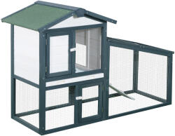 PawHut Cusca pentru Iepuri si Animale mici din Lemn Molid cu Usa dubla 140x65x100cm Verde Alb PawHut | Aosom RO (D51-033)