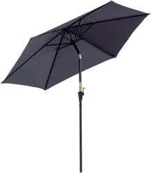 Outsunny Umbrelă de Grădină cu Manivelă, Structură din Aluminiu, Poliester Rezistent la UV, Φ2.6x2.35m, Gri și Negru | Aosom Romania (84D-032GY)