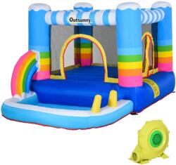 Outsunny Castel Gonflabil pentru Copii Outsunny cu Trambulina si Piscina, Pompa Electrica Inclusa 290x200x155cm, Multicolor | Aosom Romania (342-019V90) Castel gonflabil
