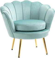 HOMCOM Fotoliu cu design vintage din Catifea, Spatar curbat, 76x76x74cm Verde HOMCOM | Aosom Romania (839-012)