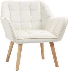 HOMCOM Fotoliu de design scandinav HOMCOM din lemn si catifea crem, pentru sufragerie/birou, 68, 5x61x72, 5cm | Aosom Romania (833-799V00CW)
