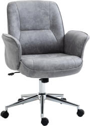 Vinsetto Scaun de Birou Ergonomic cu Înaltime Ajustabilă și Funcție de Balansoar cu Tapițerie din Microfibră, 67x69x92-102 cm, Gri | Aosom Romania (921-456LG)