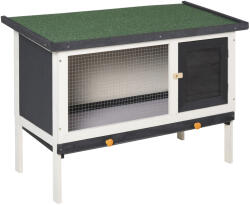 PawHut Cusca Iepuri Lemn Brad Tavă Detașabilă 90x45x65cm Negru Alb Verde | Aosom Romania (D51-141)