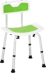 HOMCOM Scaun de Dus HOMCOM pentru Seniori, Reglabil pe Înălțime, cu Spătar, Antialunecare, 51.5x49.5x68.5-81cm, Verde | Aosom Romania (713-118V00GN)