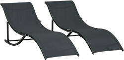 Outsunny Set 2 Sezlonguri de Gradina Pliabile, Sezlong pentru plaja din Aluminiu si Textilen, Negru, 61x165x63cm | Aosom Romania (84B-540)