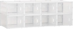 HomCom Mobilier pentru Încălțăminte cu Ventilație, 8 Cuburi din Plastic PP, Alb și Transparent, 28x36x21cm, Design Modern | Aosom Romania (850-174) Pantofar