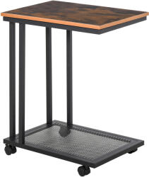 HOMCOM Masuta de cafea coltar pentru canapea si pat cu 4 roti in stil industrial din lemn, 51x36x61 cm HOMCOM | Aosom RO (833-606)