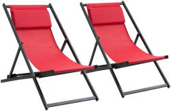 Outsunny Set de 2 Sezlonguri Rabatabile din Aluminiu și Textilene, Design Modern, pentru Terasă și Grădină, Roșu | Aosom Romania (84B-342WR)