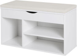 HomCom Dulap pentru Pantofi, Bancă cu Scaun Căptușit, Rabatabil, pentru Hol, 80x30x47 cm, Alb | Aosom Romania (837-005) Pantofar