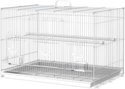 PawHut Colivie pentru Pasari din Metal cu Stinghii si Boluri pentru Mancare, Voliera pentru Canari si Perusi 60x41x41cm, Alb | Aosom Romania (D51-025)