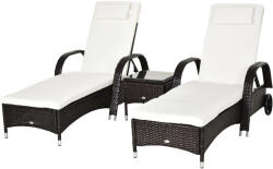 Outsunny Set mobilier Gradina din Ratan Outsunny, 2 Sezlong Pliabile si Masuta, Maro 200×73×103cm | Aosom. ro | Aosom Romania (862-011BN)