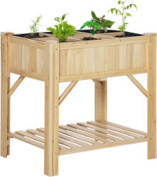 Outsunny Pat de Grădină pentru Legume cu 6 Compartimente, Jardinieră din Lemn de Brad, Suport pentru Plante Exterior, 78.5x58x81 cm | Aosom Romania (845-656)