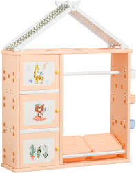 HOMCOM Organizator Jucării cu Containere și Cuier, 128x34x155cm, Portocaliu | Aosom Romania (311-038OG)