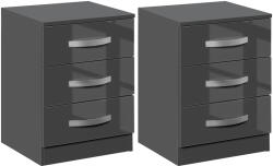 HOMCOM Noptiere, 2 Piese cu 3 Sertare, pentru dormitor si sufragerie Elegant si Modern, 40x36x56cm, Gri | Aosom Romania (831-522GY)