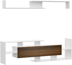 HomCom Dulap TV cu Poliță de Perete, Rafturi Deschise și Dulap Închis pentru Sufragerie și Dormitor, 153, 6x25x42 cm, Alb | Aosom Romania (839-419ND)