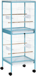 PawHut Colivie pentru Păsări, Volieră cu 4 Roți Pivotante, Tăvi Detașabile și Recipiente din Plastic, 51, 5x50x140 cm, Albastru | Aosom Romania (D10-074LB)