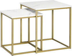 HomCom Set de 2 mese patrate, set de mese de cafea stivuite cu cadru din otel, masa de cafea | AOSOM RO (839-590V00WT) Masa de cafea