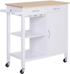 HOMCOM Carucior de bucatarie HOMCOM, dulap cu 2 sertare si roti | Aosom Romania (801-069)