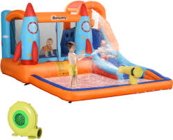 Outsunny Castel Gonflabil pentru Copii Piscina cu Tobogan si Trambulina, Pompa Electrica, 370x270x185cm, Multicolor | Aosom Romania (342-026) Castel gonflabil