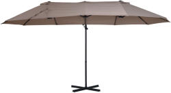 Outsunny Umbrelă Dublă de Soare, Poliester Anti-UV și Impermeabil, 270x460x250 cm, Design Elegant, Maro | Aosom Romania (84D-085BN)