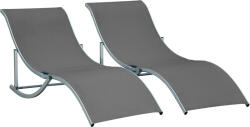 Outsunny Set 2 Sezlonguri Pliabile pentru Plajă sau Grădină, din Aluminiu și Textilen, Gri Închis, 61x165x63cm, Confortabile | Aosom Romania (84B-540CG)