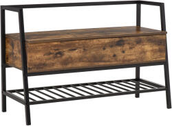 HomCom Suport de Pantofi in Stil Industrial Vintage cu Economisire de Spatiu din Lemn si Metal, Maro Rustic, 90x37x60cm HOMCOM | Aosom Romania (837-174) Pantofar
