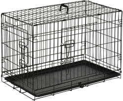 PawHut Cusca de transport pentru animale cu 2 usi cu inchidere de siguranta dubla, fir de otel si ABS 76×46×52cm Negru PawHut | Aosom Romania (D00-022)