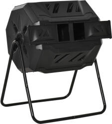 Outsunny Compostor Domestic de Grădină și Balcon din Plastic, Recipient Rotativ pentru Compost, 71x64x96 cm, Negru | Aosom Romania (845-490) Compostator