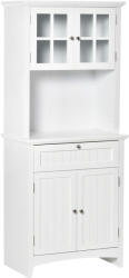 HOMCOM Dulap pentru bucatarie si sufragerie cu 2 compartimente, rafturi reglabile si masa, MDF, 68, 6x40x164 cm, alb | Aosom Romania (835-343) Bufet