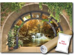 WallMagic Fotótapéta Vízálló Gyapjú Vízesés Erdő Látkép Kijárat Ív 100x75 ingyenes ragasztó (11553VX2)