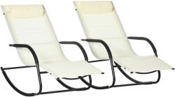 Outsunny Scaun Balansoar de Gradina din Otel cu Cotiere si Tetiera Detasabile, 67x144x87 cm, Gri si Bej | Aosom Romania (84G-084V00BG) Balansoar