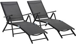 Outsunny Set 2 Sezlonguri de Gradina Pliabile, Spatar Reglabil, Cadru din Aluminiu, Confortabil, Negru, Ideal pentru Relaxare | Aosom Romania (84B-916)