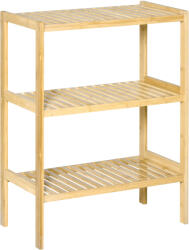 HOMCOM Raft Multifuncțional HOMCOM din Bambus cu 3 Nivele, Design Natural, 62x33x80 cm, Culoare Lemn | Aosom Romania (838-204) Raft