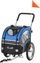 PawHut Carucior pentru Caini cu Prindere Bicicleta Spatiu Mare Albastru 130x58x94cm Ideal pentru Plimbari | Aosom Romania (D00-113)