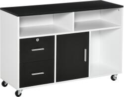 HomCom Suport Imprimantă cu Sertare Dulapior Multifuncțional Spațiu de Stocare pentru Birou și Acasă Design Modern Alb | Aosom Romania (836-269BK) Dulap arhivare