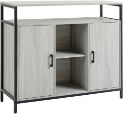 HOMCOM Comodă Modernă din Lemn cu Rafturi și Dulap, Design Anti-Inclinare, MDF și Oțel, Gri Deschis, 100x34x87.2cm | Aosom Romania (835-675LG) Bufet