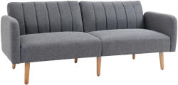 HOMCOM Canapea Extensibilă cu 2 Locuri, Pat 1 Persoană cu Spătar Rabatabil în 3 Poziții și Picioare din Lemn, 173x75x73 cm, Gri | Aosom Romania (839-214GY) Canapea