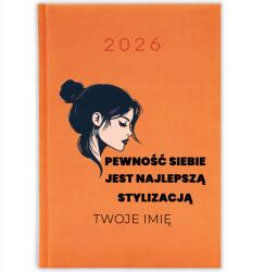  Naptár 2026 Narancssárga Tervező Ajándék Barátnőnek Önbizalom (KALENDARZ POMARAŃCZOWY PEWNOŚĆ SIEBIE)